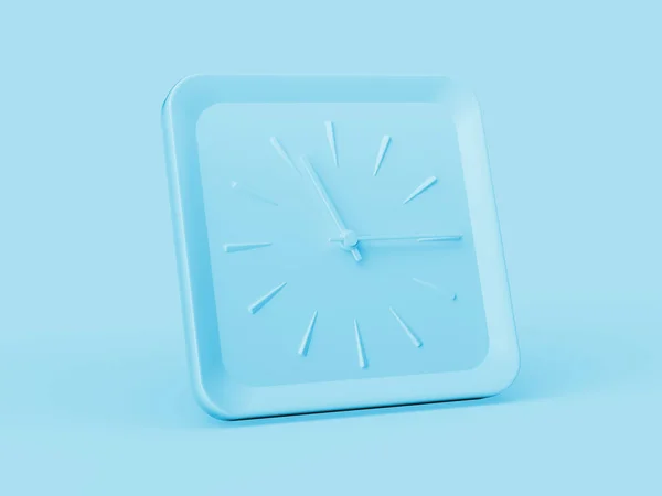Simple Blue Square Wall Clock Eleven Fifteen Quarter Illustration — Stock Photo, Image