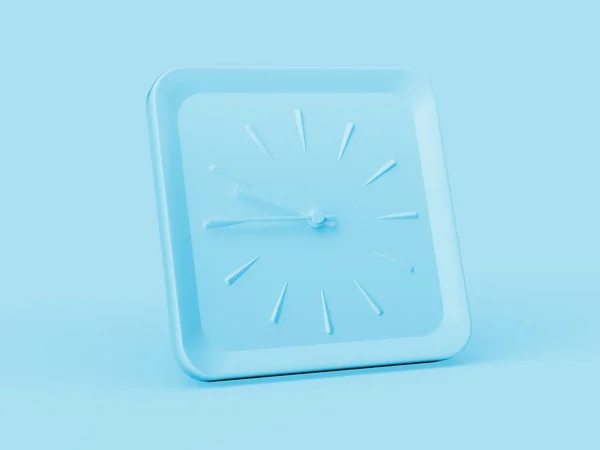 Simple Blue Square Wall Clock Nine Forty Five Quarter Blue — Stock Photo, Image