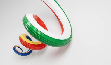 Seyşeller 'in 3d Bayrağı 3d Seyşeller' in Sarmal Parlak Kurdelesi Beyaz Arkaplanda 3d Görüntü