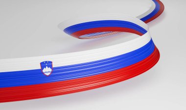 Slovenya 'nın 3d Bayrağı 3d Dalgalı Parlak Slovenya Kurdelesi Beyaz Arkaplanda İzole Edildi 3d Görüntü