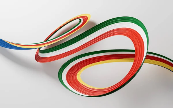 3d Seyşeller Bayrağı 3d Dalgalanan Kurdele Bayrağı Beyaz Arkaplanda İzole Edildi, 3d Görüntü