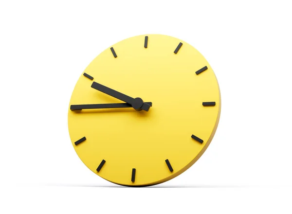 Simple Yellow Wall Clock Nine Forty Five Quarter Illustration — Stock Photo, Image