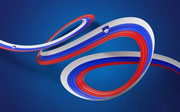 stock image 3d Flag Of Slovenia 3d Waving Ribbon Flag Isolated On Blue Background, 3d Illustration