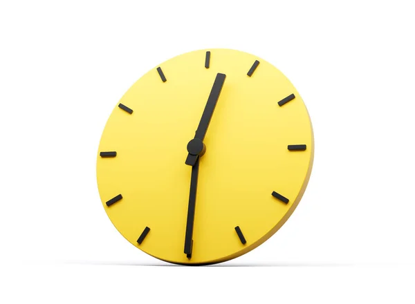 Reloj Pared Redondo Amarillo Simple Doce Treinta Media Pasado Fondo —  Fotos de Stock