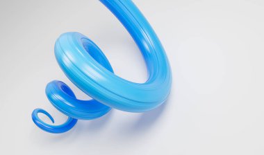 3d Dalgalı Mavi Bayrak 3d Soyut Kurdela Bayrağı Beyaz Arkaplanda İzole Edildi 3d Görüntü