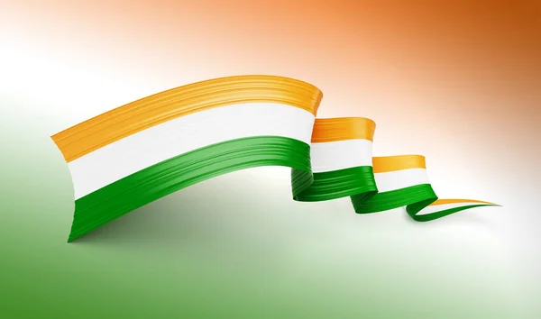 Прапор Індії Блискучий Прапор Стрічки Індійському Прапорі Кольоровий Фон Ілюстрація — стокове фото