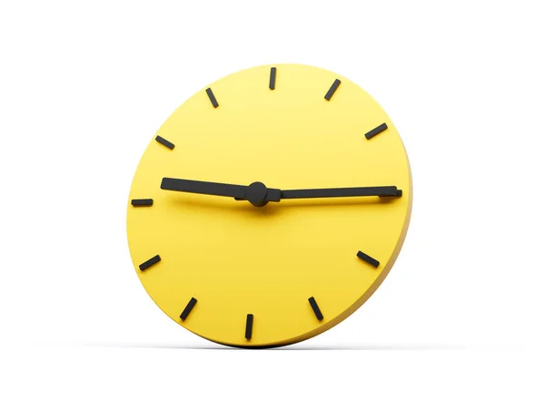 Simples Amarelo Redondo Relógio Parede Nove Quinze Trimestre Passado Nove — Fotografia de Stock