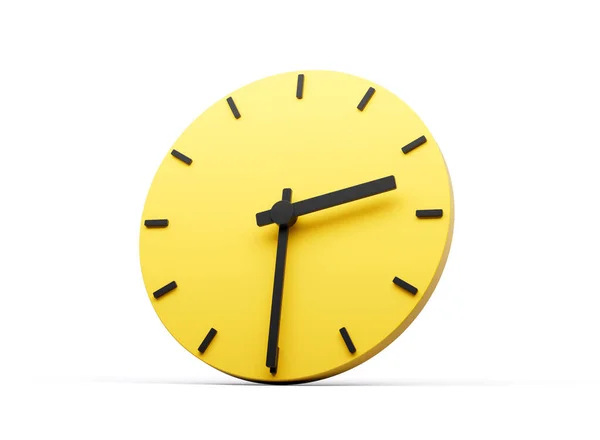 Simples Amarelo Redondo Relógio Parede Dois Trinta Meio Passado Fundo — Fotografia de Stock