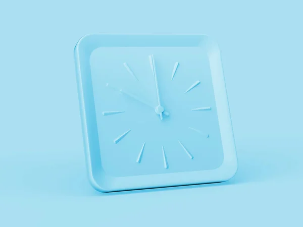 Semplice Orologio Parete Quadrato Blu Morbido Clock Dieci Clock Sfondo — Foto Stock