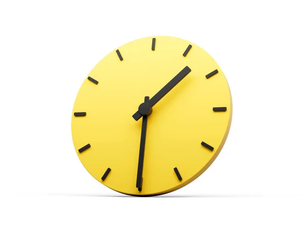 Simple Yellow Wall Clock One Thirty Half White Background Illustration — Stock Photo, Image