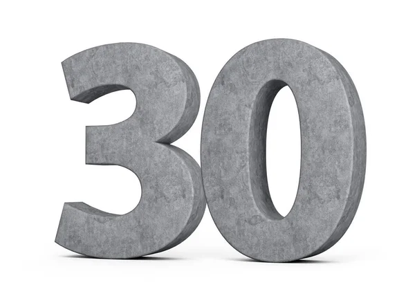 Concrete Number Thirty Digit Made Grey Concrete Stone White Background — Stock Photo, Image