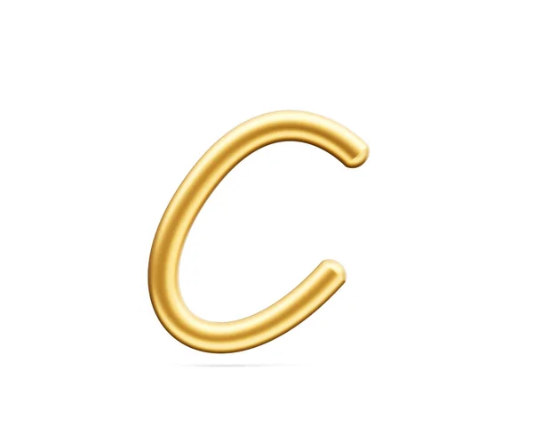 Golden Shiny Capital Letter Alphabet Arrondi Polices Gonflables Fond Blanc — Photo