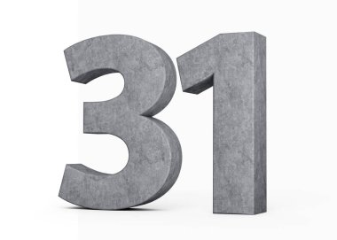 3D Beton Numara 31. Gri Beton Taştan Yapılan 3D Görüntü