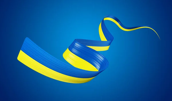 3d Ukrayna Bayrağı 3d Dalgalanan Kurdele Bayrağı Deniz Mavisi Arkaplanda İzole Edildi, 3d Görüntü