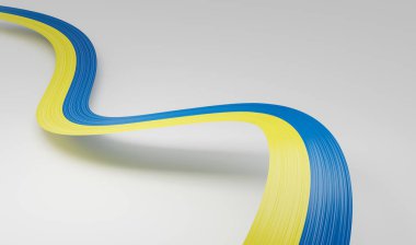 3d Ukrayna Bayrağı 3d Dalgalı Parlak Ukrayna Kurdelesi Beyaz Arkaplanda İzole Edildi 3d Görüntü