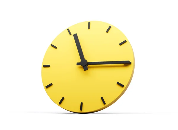 Simples Amarelo Redondo Relógio Parede Onze Quinze Trimestre Passado Onze — Fotografia de Stock