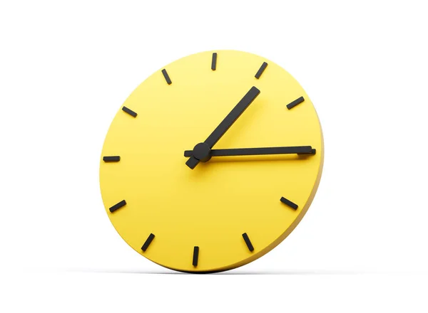 Reloj Pared Redondo Amarillo Simple Uno Quince Cuartos Pasado Una —  Fotos de Stock