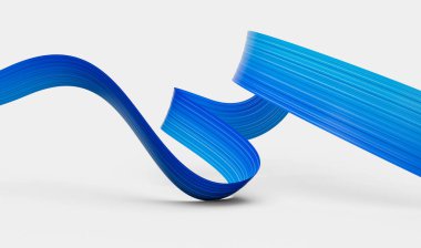 3d Dalgalı Mavi Bayrak 3d Soyut Kurdela Bayrağı Beyaz Arkaplanda İzole Edildi 3d Görüntü