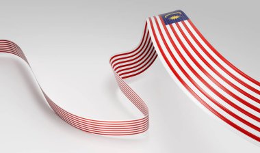 3d Malezya Bayrağı 3d Dalgalanan Kurdele Bayrağı Beyaz Arkaplanda İzole Edildi 3d illüstrasyon