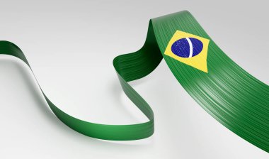 3d Brezilya Bayrağı 3d Dalgalanan Kurdele Beyaz Arkaplanda İzole Edildi 3d Görüntü