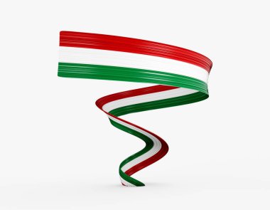 3d Macaristan Bayrağı 3d Parlak Dalgalı Bayrak Kurdelesi Beyaz Arkaplanda İzole Edildi 3d Görüntü