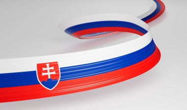 Slovakya 'nın 3d Bayrağı 3d Dalgalı Parlak Slovakya Kurdelesi Beyaz Arkaplanda İzole Edildi 3d Görüntü