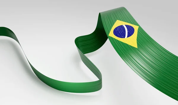 stock image 3d Flag Of Brazil 3d Waving Ribbon Flag Isolated On White Background 3d Illustration