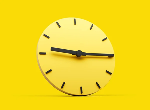 Κίτρινο Ρολόι Τοίχου Γύρο Εννέα Τέταρτο Παρελθόν Εννέα Σχετικά Κίτρινο — Φωτογραφία Αρχείου