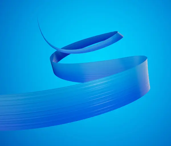 Wavy Flag Blue Color Waving Abstract Ribbon Isolated Blue Background — Stock Photo, Image