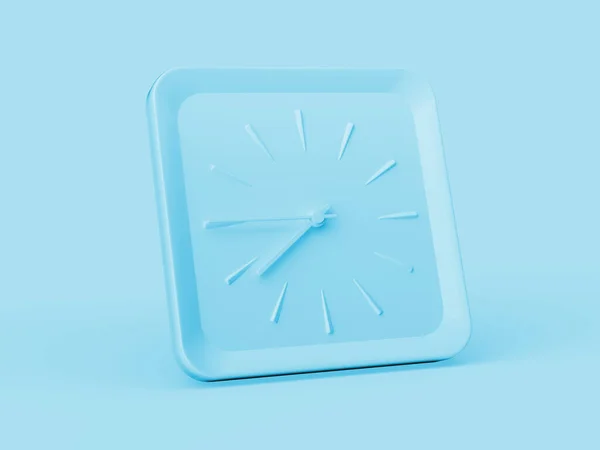 Reloj Pared Cuadrado Azul Simple Siete Cuarenta Cinco Cuartos Fondo —  Fotos de Stock