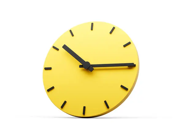 Prosty Żółty Okrągły Zegar Ścienny Dziesięć Piętnaście Kwartałów Ostatnie Dziesięć — Zdjęcie stockowe