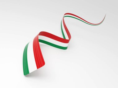 3d Macaristan Bayrağı 3d Dalgalı Parlak Macaristan Kurdelesi Beyaz Arkaplanda İzole Edildi 3d Görüntü