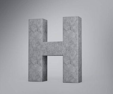 3 d Beton Sermaye Harfi H harfi H harfi Gri Beton Taştan yapılma Gri Arkaplan 3d Görüntü