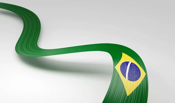 Bandiera Del Brasile Ondulato Lucido Nastro Brasile Isolato Sfondo Bianco — Foto Stock