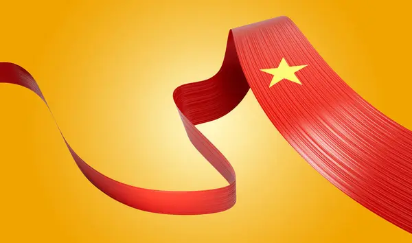 3d Flag Of Vietnam 3d Waving Ribbon Flag Isolated Orange Background 3d Illustration