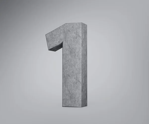 3d Concrete Number One 1 Digit Made Of Grey Concrete Stone On Grey Background 3d Illustration