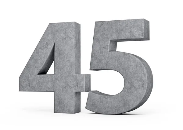 3Dコンクリート番号 白い背景3Dのイラストで灰色のコンクリート石で作られた45ディジット — ストック写真