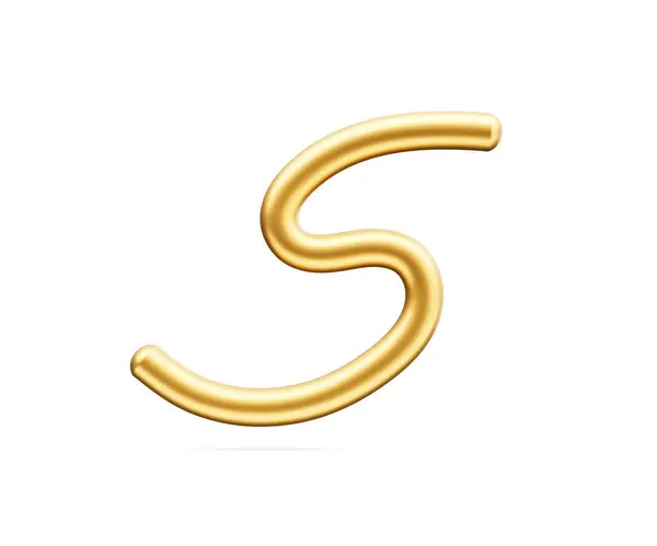 Golden Shiny Capital Letter Alphabet Arrondi Polices Gonflables Fond Blanc — Photo