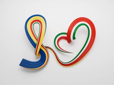 3d Seyşeller 'in Kalbi Şekillendirilmiş Dalgalı Farkındalık Kurdelesi Beyaz Arkaplan 3d Görüntü