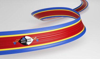3D Eswatini Bayrağı 3d Dalgalı Parlak Eswatini Kurdelesi Beyaz Arkaplanda İzole Edildi 3d Görüntü