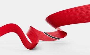 3d Flag Of Trinidad And Tobago 3d Wavy Shiny Ribbon Isolated On White Background 3d Illustration clipart