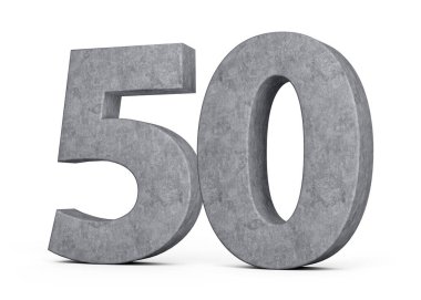 Beyaz Arkaplan Üzerinde Gri Beton Taştan Yapılan Elli Elli Elli Sayılı Beton 3 boyutlu Görüntü