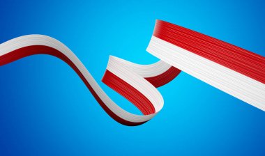 Endonezya 'nın 3d Bayrağı ve Monaco 3d Dalgalı Parlak Kurdele Mavi Arkaplanda İzole Edildi 3d Görüntü