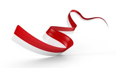 Endonezya 'nın 3d Bayrağı ve Monaco 3d Dalgalanan Kurdele Beyaz Arkaplanda İzole Edildi, 3d