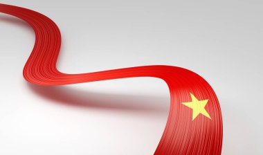 Vietnam 'ın 3d Bayrağı 3 d Dalgalı Parlak Vietnam Kurdelesi Beyaz Arkaplanda İzole Edildi 3d Görüntü