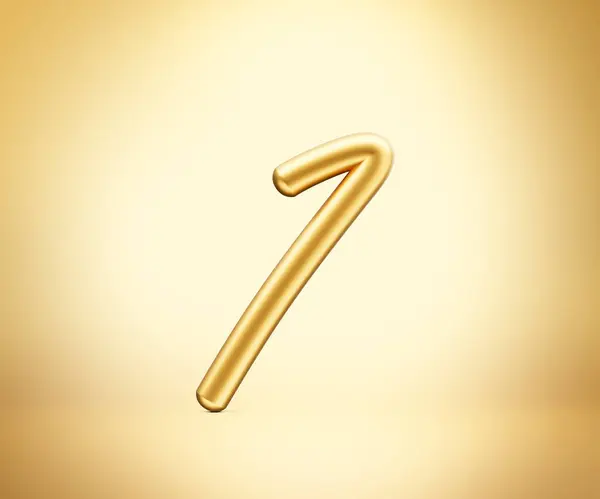 3d Golden Shiny Digit 1 Number One Rounded Inflatable Font On Golden Background 3d Illustration
