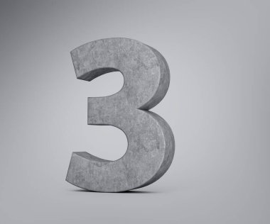 3 boyutlu Beton 3 haneli Gri Beton Taştan Yapılan Gri Arkaplan 3D Görüntü