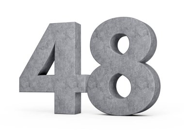 3D Beton Numara 48 Gri Beton Taştan Yapılan 48 basamak Beyaz Arkaplan 3D Görüntü