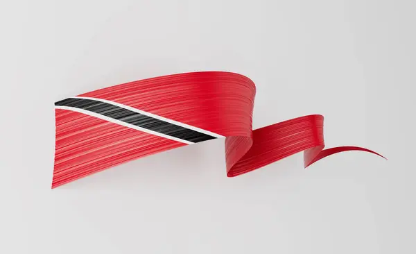 Stock image 3d Flag Of Trinidad And Tobago 3d Wavy Shiny Ribbon Isolated On White Background 3d Illustration