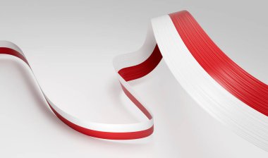 Endonezya 'nın 3d Bayrağı ve Monaco 3d Dalgalanan Kurdele Beyaz Arkaplanda İzole Edildi, 3d